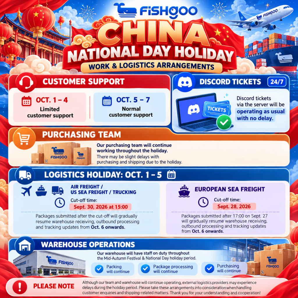 📢 China National Day Holiday – Work & Logistics Arrangements